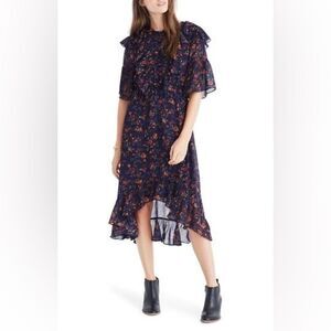 Madewell Juliet raised hem midi oriental floral midnight